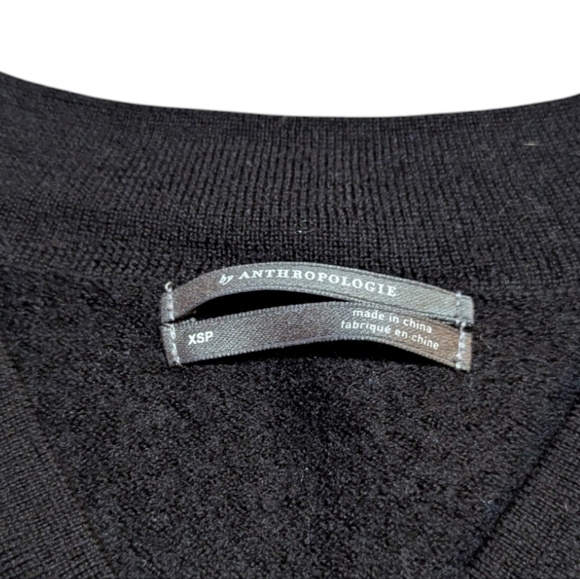 Anthropologie 100% Merino Wool Cropped Black Half Sleeve Sweater  Size XSP - Picture 6 of 6